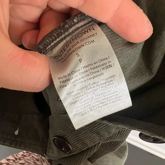 Outerknown Green Corduroy Jumpsuit, size small